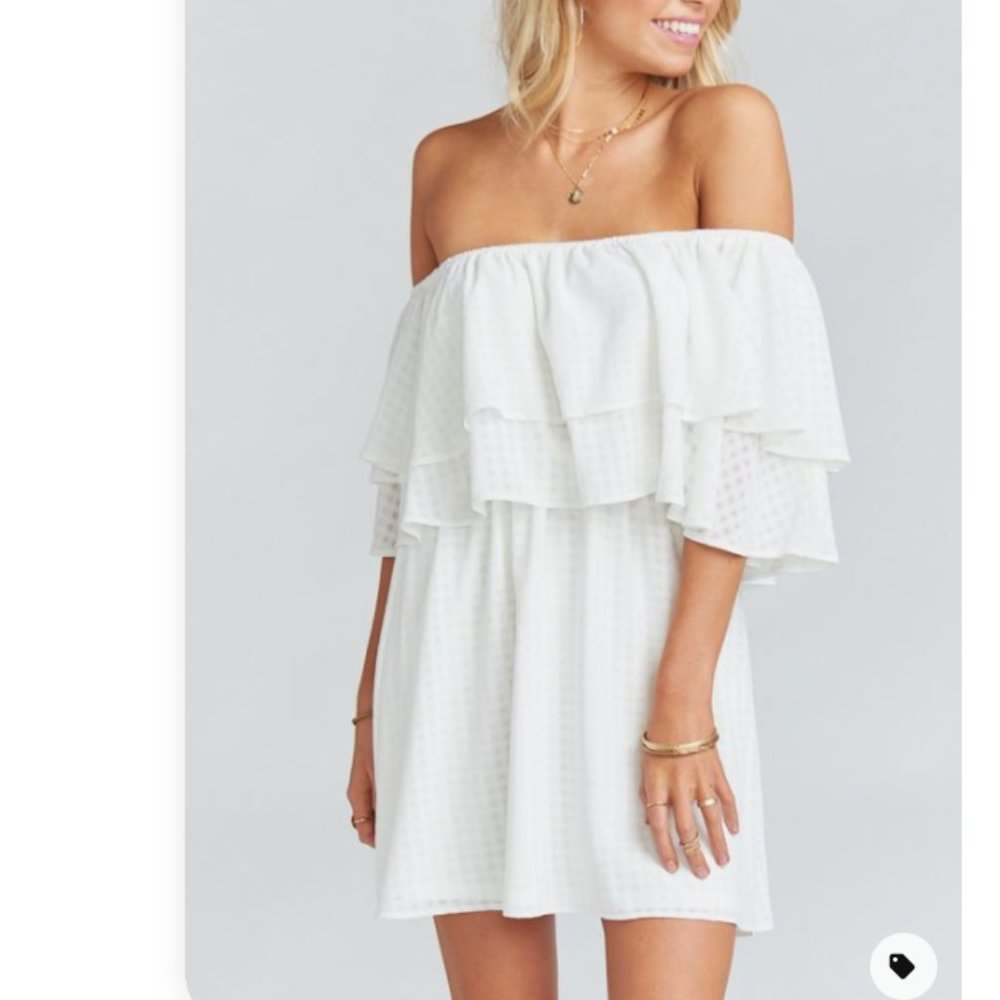 Show Me Your Mumu White Gingham One Shoulder Dress - Picture 6 of 7